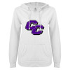 Thumbnail image for  ENZA Womens White V Notch Raw Edge Fleece Hoodie