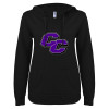 Thumbnail image for  ENZA Womens Black V Notch Raw Edge Fleece Hoodie