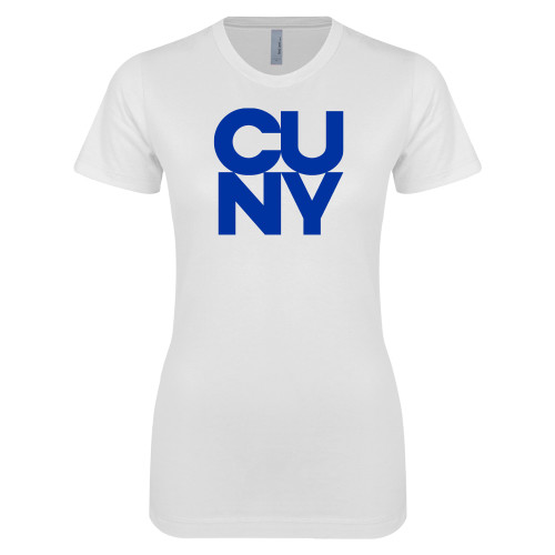 City University of NY Next Level Womens White Boyfriend Tee-Primary Mark