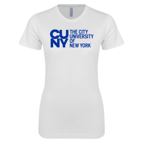 City University of NY Next Level Womens White Boyfriend Tee-University Artwork