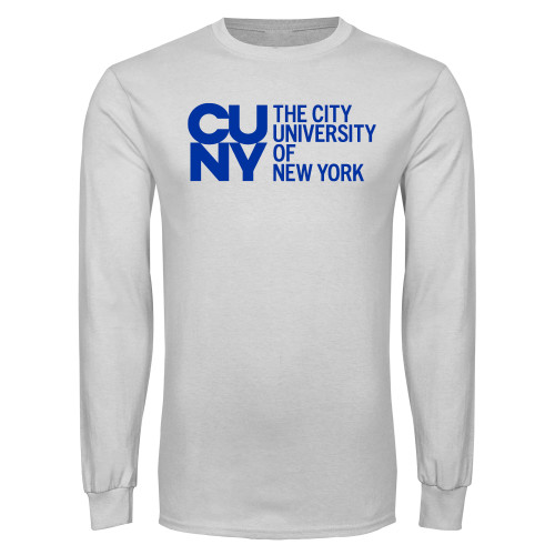 City University of NY White Long Sleeve T Shirt-University Artwork