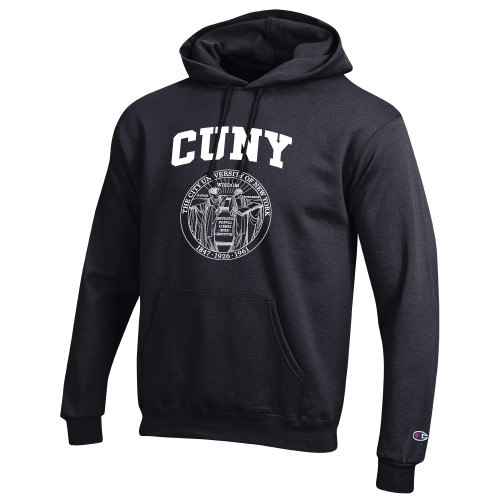 City University of NY Champion Black Fleece Hoodie-Arched CUNY with Seal