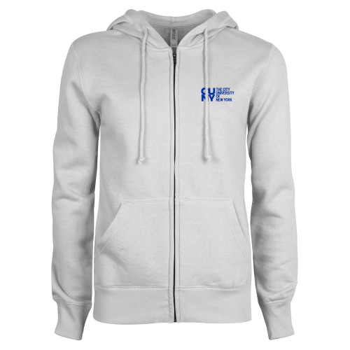 City University of NY ENZA Womens White Fleece Full Zip Hoodie-University Artwork