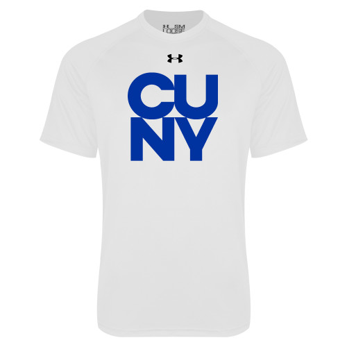 City University of NY Under Armour White Tech Tee-Primary Mark