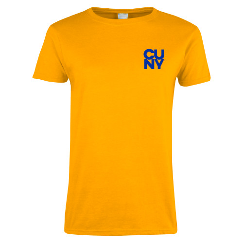 City University of NY Womens Gold Short Sleeve Tee-Primary Mark