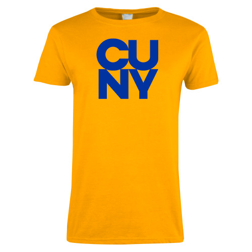 City University of NY Womens Gold Short Sleeve Tee-Primary Mark