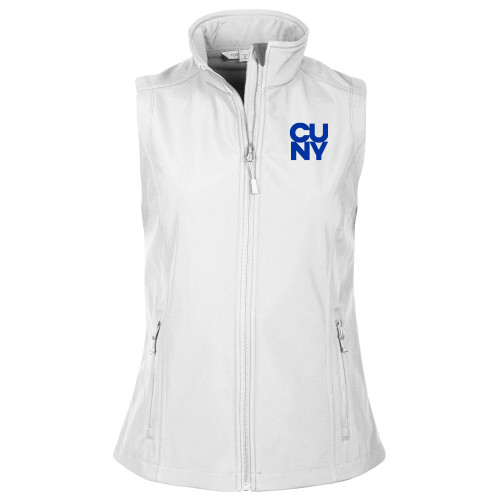 City University of NY Womens White Core Softshell Vest-Primary Mark