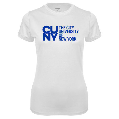 City University of NY Womens White Performance Tee-University Artwork