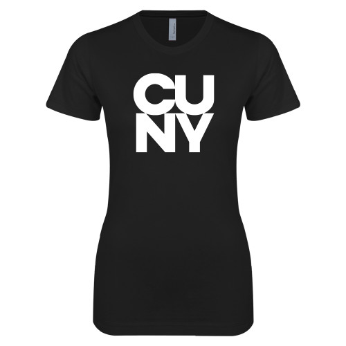 City University of NY Next Level Womens Black Boyfriend Tee-Primary Mark