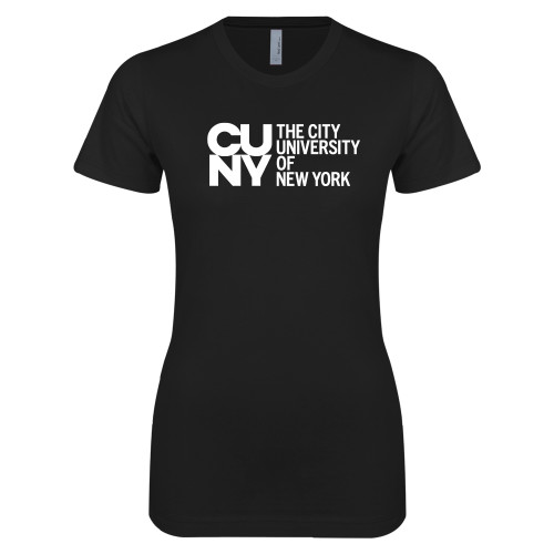 City University of NY Next Level Womens Black Boyfriend Tee-University Artwork