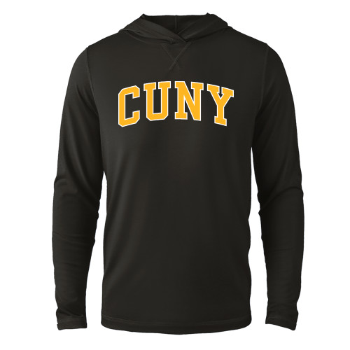 Black Long Sleeve Hooded Tee-Arched CUNY