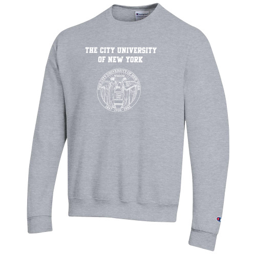 City University of NY Champion Heather Grey Fleece Crew-The City University of New York with Seal