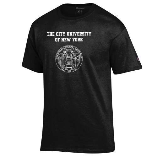 City University of NY Champion Black T Shirt-The City University of New York with Seal