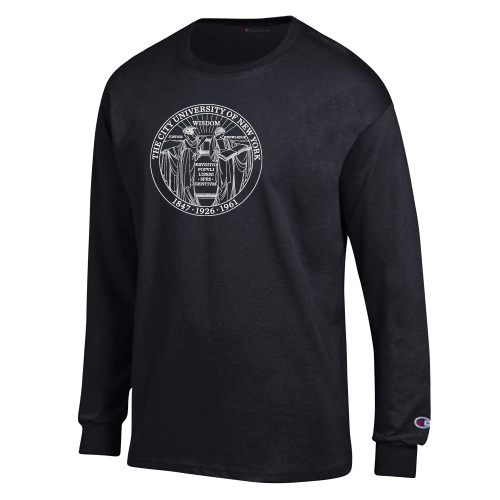 City University of NY Champion Black Long Sleeve T Shirt-Seal