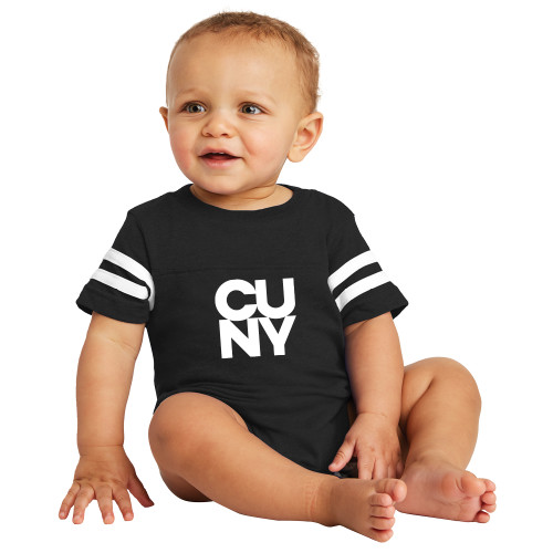 City University of NY Vintage Black Jersey Onesie-Primary Mark