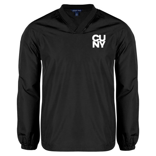 City University of NY Black V Neck Raglan Windshirt-Primary Mark