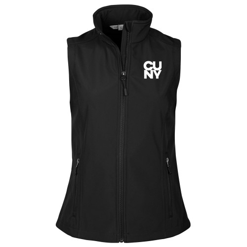 City University of NY Womens Black Core Softshell Vest-Primary Mark