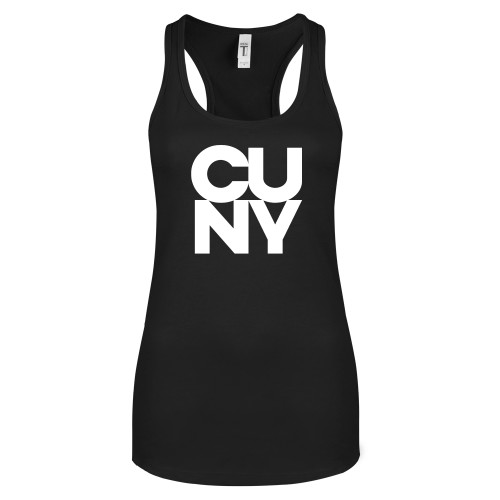 City University of NY Next Level Womens Black Racerback Tank -Primary Mark