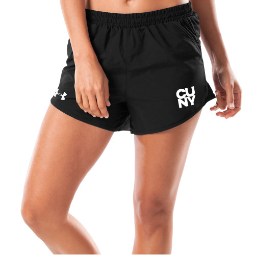 City University of NY Under Armour Womens Black Fly By Shorts-Primary Mark