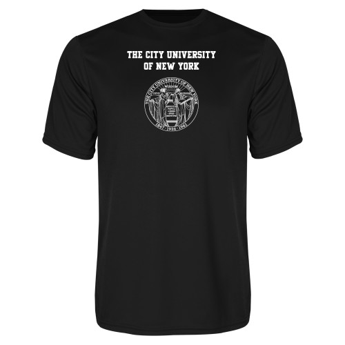 City University of NY Black Performance Tee-The City University of New York with Seal
