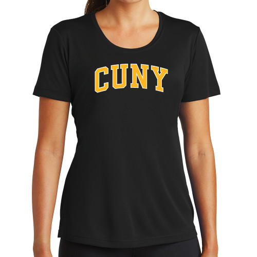 City University of NY Womens Black Performance Tee-Arched CUNY
