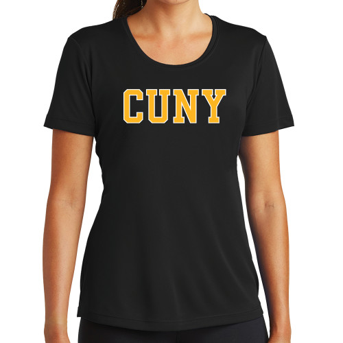 City University of NY Womens Black Performance Tee-Varsity CUNY