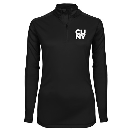 City University of NY Syntrel Womens Black Interlock 1/4 Zip-Primary Mark