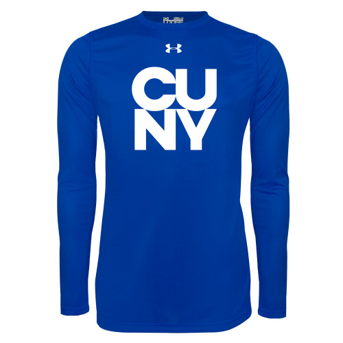 City University of NY Under Armour Royal Long Sleeve Tech Tee-Primary Mark