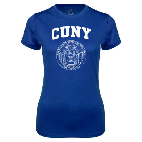 City University of NY Womens Royal Performance Tee-Arched CUNY with Seal