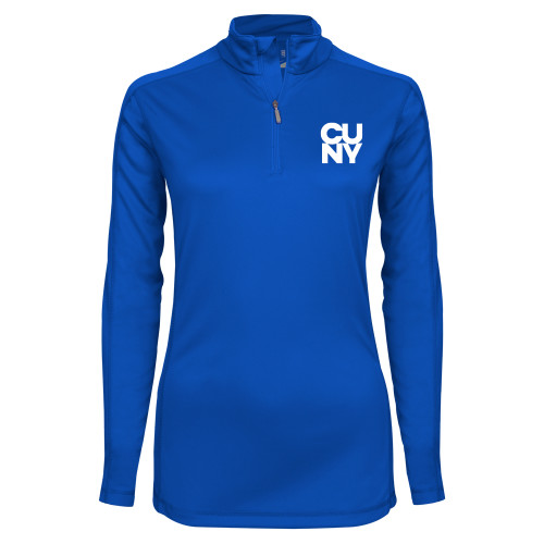 City University of NY Syntrel Womens Royal Interlock 1/4 Zip-Primary Mark