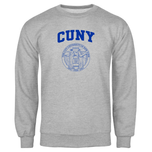 Grey Fleece Crew-Arched CUNY with Seal