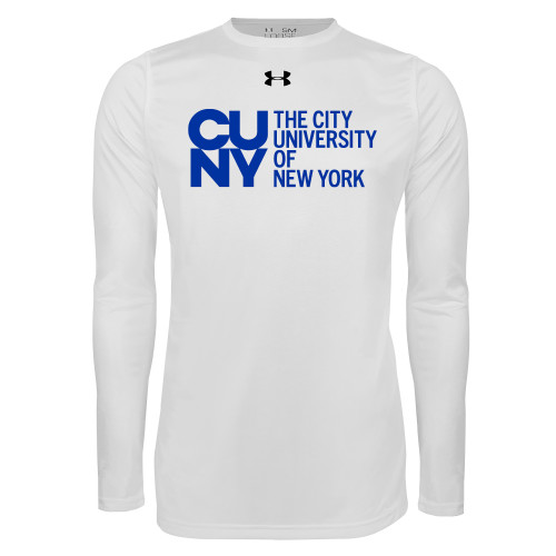 City University of NY Under Armour White Long Sleeve Tech Tee-University Artwork
