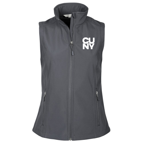City University of NY Womens Charcoal Core Softshell Vest-Primary Mark