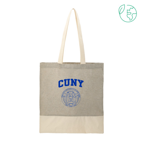 City University of NY Split Recycled Grey Cotton Twill Convention Tote-Arched CUNY with Seal