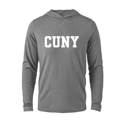 Grey Heather Long Sleeve Hooded Tee-Collegiate CUNY