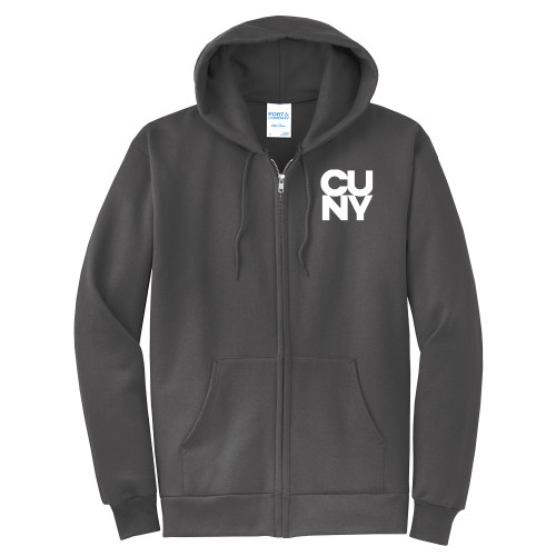 Extended Charcoal Fleece Full Zip Hoodie-Primary Mark