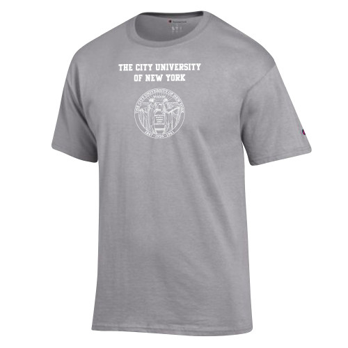City University of NY Champion Oxford Grey T Shirt-The City University of New York with Seal