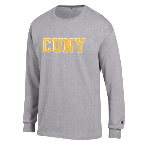 City University of NY Champion Oxford Grey Long Sleeve T Shirt-Varsity CUNY