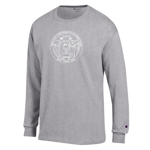 City University of NY Champion Oxford Grey Long Sleeve T Shirt-Seal