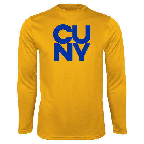 City University of NY Gold Performance Long Sleeve Shirt-Primary Mark