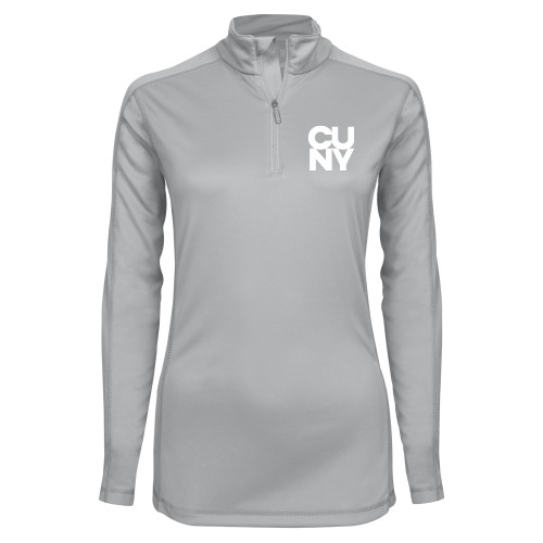 City University of NY Syntrel Womens Platinum Interlock 1/4 Zip-Primary Mark
