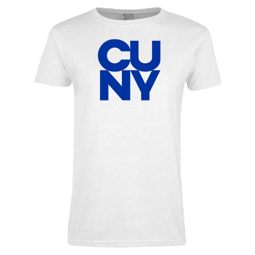 City University of NY Womens White Short Sleeve Tee-Primary Mark