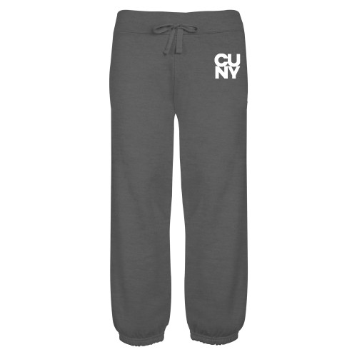 City University of NY ENZA Womens Dark Heather Banded Fleece Capri-Primary Mark