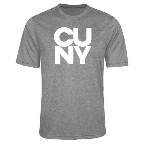 City University of NY Grey Heather Performance Contender Tee-Primary Mark