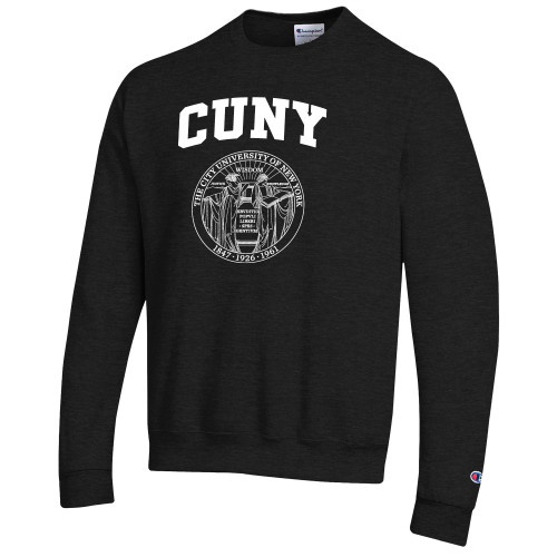 City University of NY Champion Black Fleece Crew-Arched CUNY with Seal