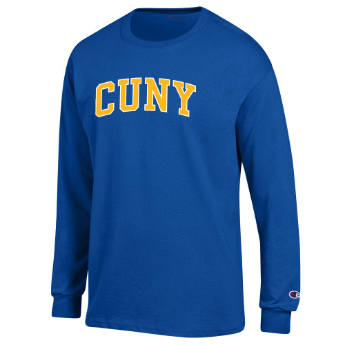 City University of NY Champion Royal Long Sleeve T Shirt-Arched CUNY