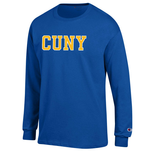 City University of NY Champion Royal Long Sleeve T Shirt-Varsity CUNY