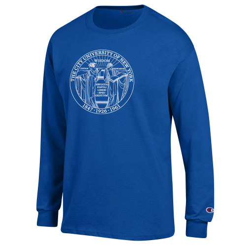 City University of NY Champion Royal Long Sleeve T Shirt-Seal