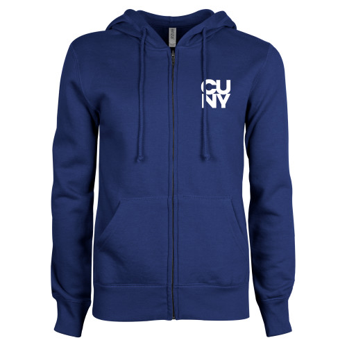 City University of NY ENZA Womens Royal Fleece Full Zip Hoodie-Primary Mark
