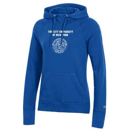 City University of NY Champion Womens Royal Pull Over Hood-The City University of New York with Seal